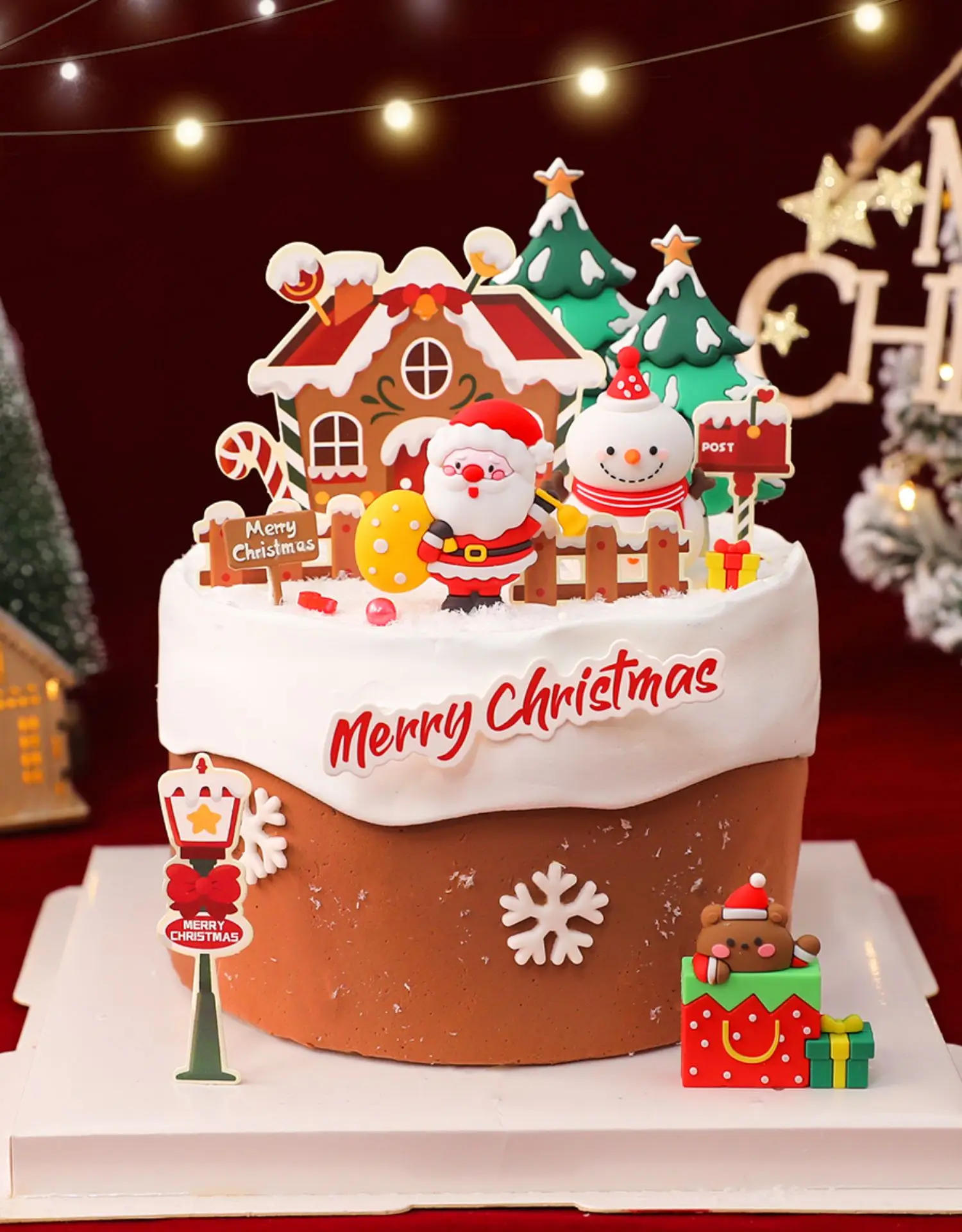 Description Picture 2 of item2024 Christmas Cake Topper Santa Claus Santa Christmas Tree Hanging Ornaments Cupake Decoration New Year 2025 Christmas Gift