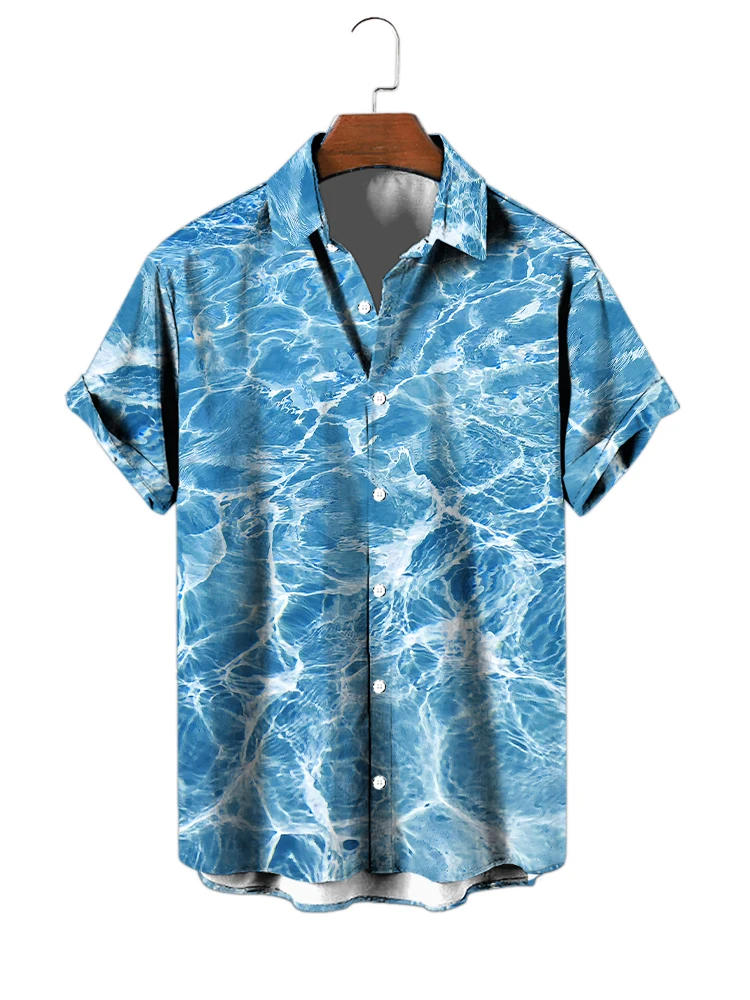 Description Picture 4 of item20243D Digital Ocean Printing Shirt Short sleeved High Quality Shirt Men's Casual Loose Half sleeved Cardigan Shirt Hot Selling