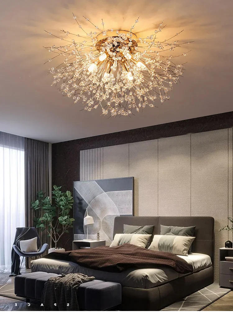 Description Picture 2 of itemCrystal Flower Ball Pendant Light for Bedroom Kitchen Living Room Home Shop Decoration Hanging Lamp Ceiling Chandeliers Modern