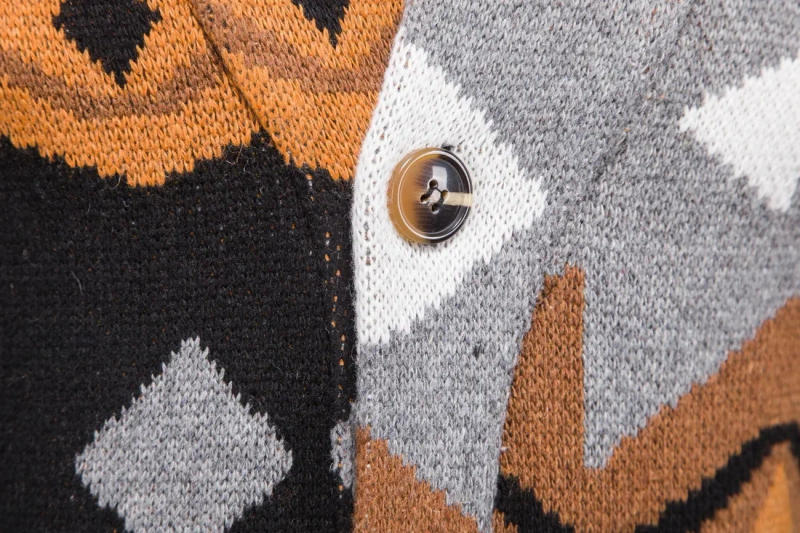 Description Picture 4 of itemMale V-Neck Spliced Solid Color Slim Overcoat Mens Casual Vintage Cardigan Clothes Sweater Mid-length Sweaters Brand Men Coat