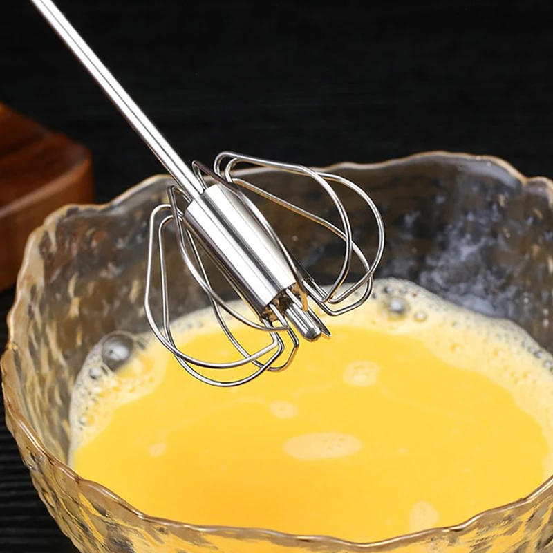 Description Picture 4 of item1PC Kitchen Stainless Steel Whisk Hand Pressure Semi-automatic Egg Beater Self Turning Cream Mixer Kitchen Baking Accessories