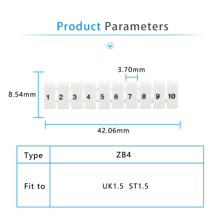 Description Picture 4 of itemZB5 Marker Strips With Numbering With Blank For UK3N MBKKB2.5 UKK3 UKKB3 And ST2.5 And PT2.5 DIN Rail Terminal Block 10Pcs