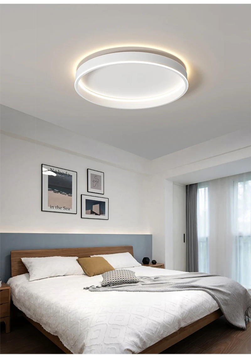 Description Picture 6 of itemMinimalist Bedroom Lamp LED White Ceiling Lamp Creative Round Study Lamp Master Bedroom Lamp Home Decoration Lighting Fixtures