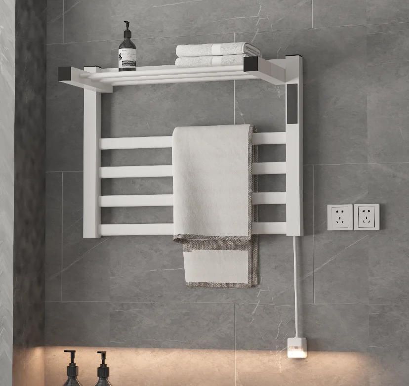 Description Picture 3 of itemHeating of whole machine and reversible storage rack heated towel bar electric towel rail with timer brushed towel rail