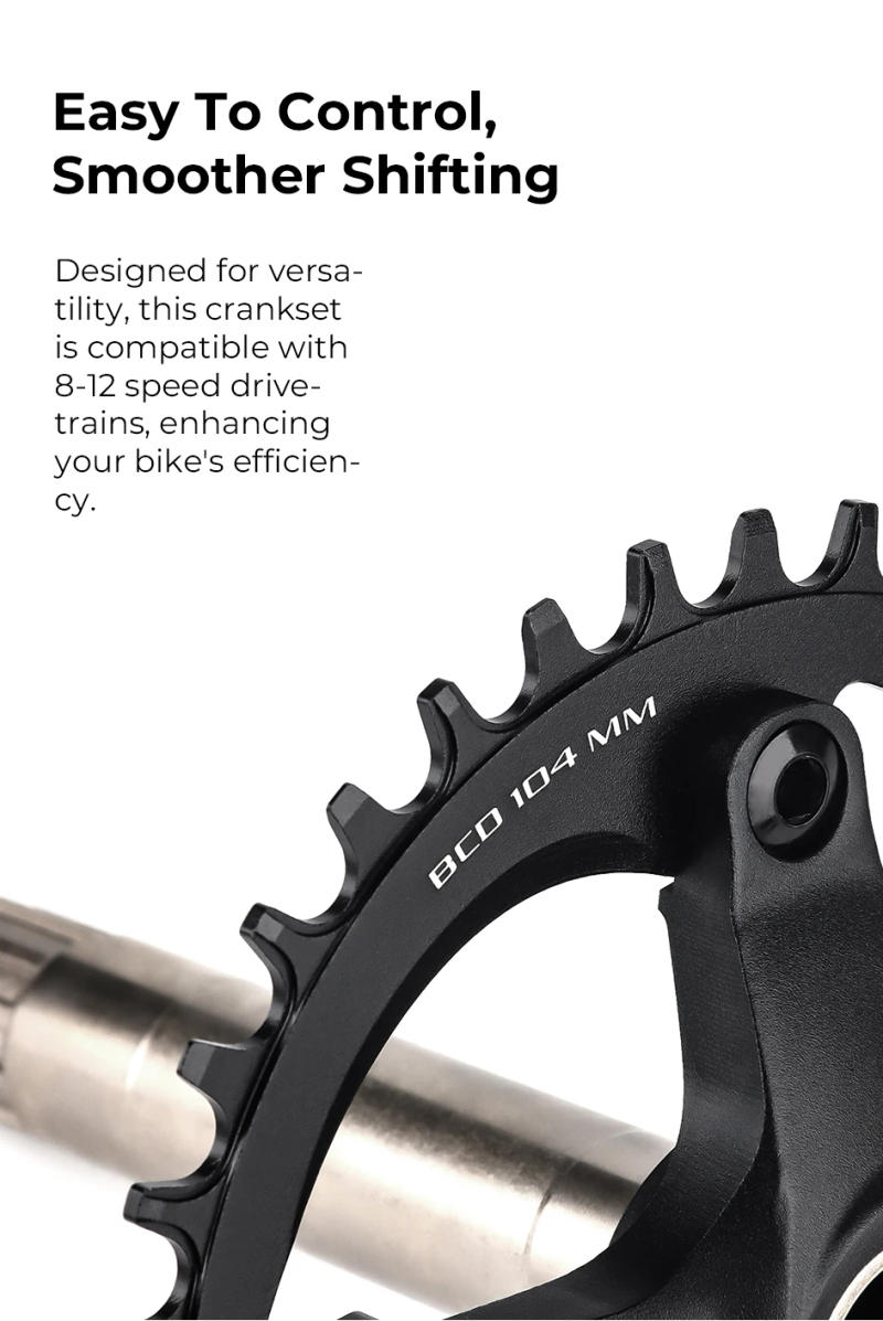 Description Picture 6 of itemBOLANY Bicycle Crankset 170mm 104BCD Mountain Bike Double Disc Crank with Bottom Bracket 34T 36T 38T Aluminum Alloy Bike Cranks