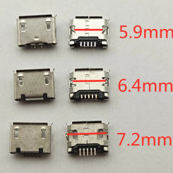 50pcs Micro USB mini Connector 5pin 5.9mm 6.4mm 7.2mm short needle 5P DIP2 Data port Charging port for Mobile end plug