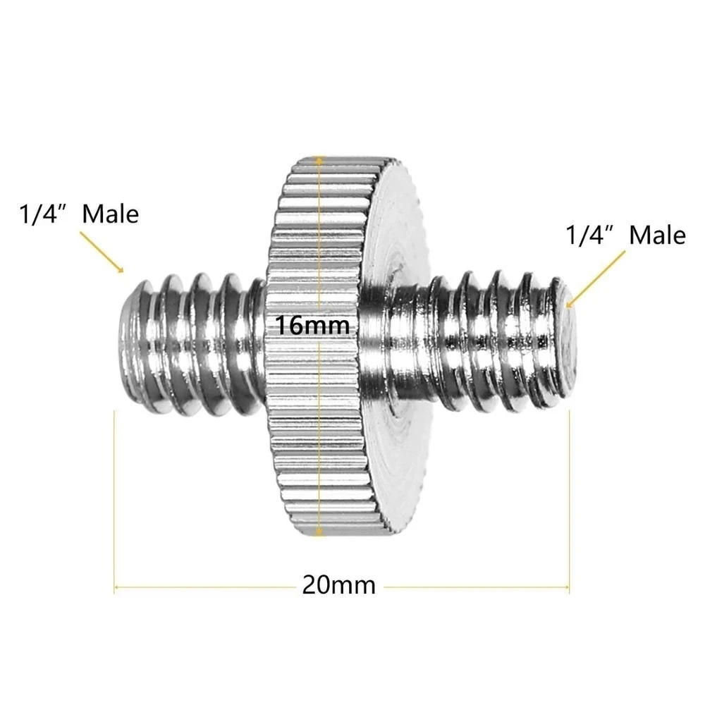 Description Picture 5 of item1/4" Male to 1/4" Male Threaded Metal Adapter 1/4 Inch Double Male Screw Adapter Supports Tripod Stand Camera Accessories