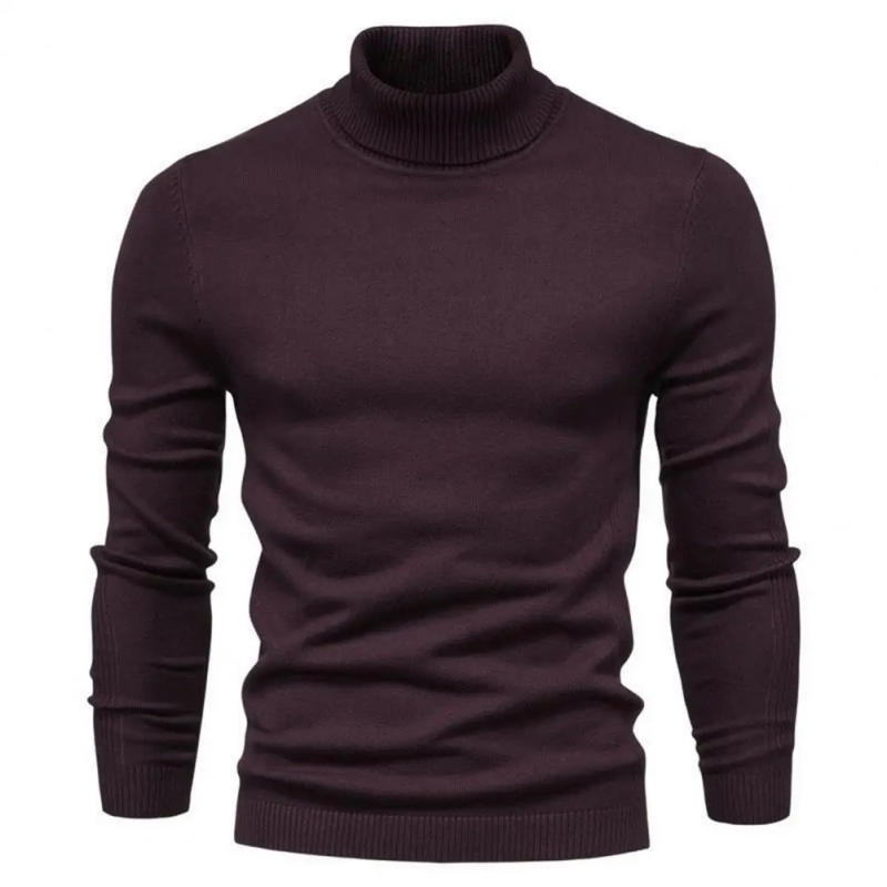 Description Picture 4 of itemHigh Collar Sweater Men's High Collar Knitted Sweater Warm Soft Slim Fit Pullover for Fall Winter Long Sleeve Pullover