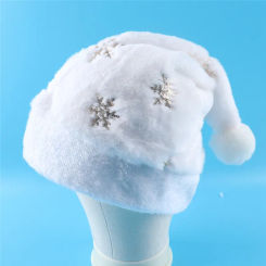 White Plush Christmas Hat Gold Silver Sequins Snowflake Embroidered Santa Hats Caps For Xmas Home Party Decor Navidad Gifts