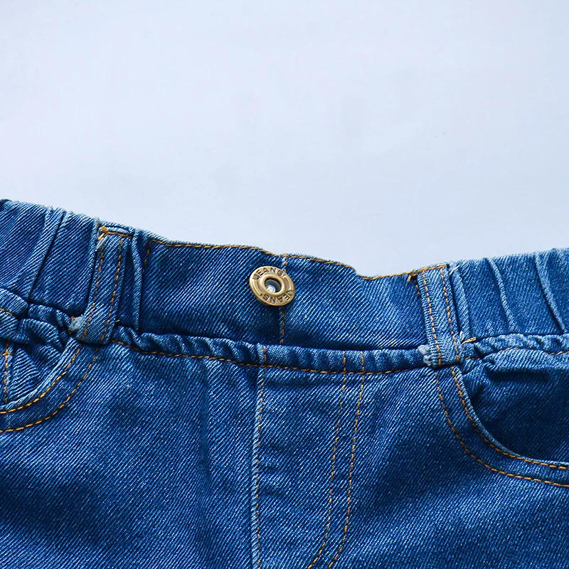 Description Picture 5 of itemChildren's Jeans Children's Clothing Autumn New Style Girls' Versatile Straight Tube Hole Casual Korean Style Boys' Pants