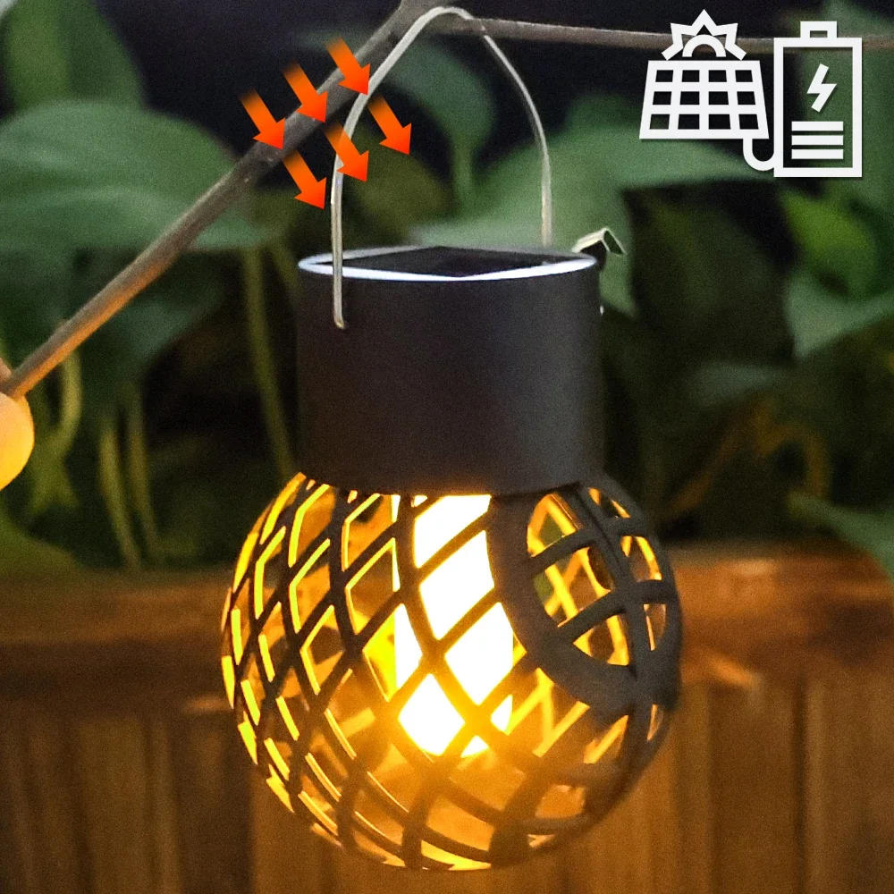 Description Picture 6 of itemLED Solar Flame Effect Hanging Lantern Simulation Flame Lights Outdoor Garden Yard Path Patio Waterproof Landscape Decor Lamps