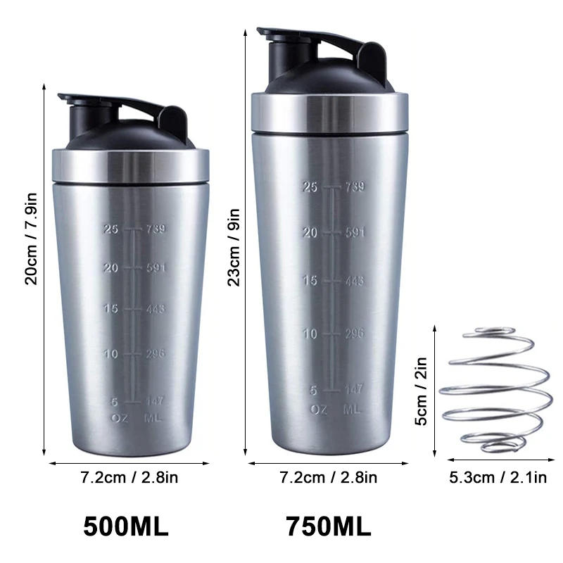 Description Picture 2 of itemStainless Steel Protein Shaker Cup Portable Fitness Sports Mug Nutrition Shakers Cup Water Bottles Water Cup Portable Shakers