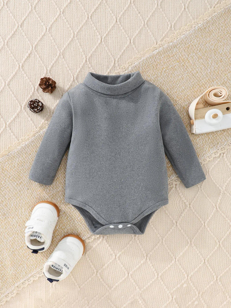 Description Picture 6 of item3Pairs/Lot Baby Girl Autumn And Winter Comfortable Warm Simple Solid Color Casual Velvet High Neck Long Sleeve Triangle Clothing