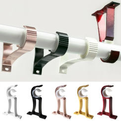 1pcs Curtain Rods Bracket Hanger Hook Rod Support Clamp Crossbar Fixing Clip Wall Hooks Organizer Rails Rack Home Storage