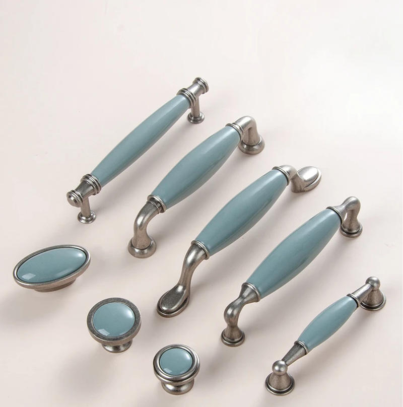 Description Picture 2 of itemBlue Ceramic Cabinet Handle Drawer Knob Smooth Sturdy Surface Wardrobe and Indoor Door Handle Furniture Handle Hardware
