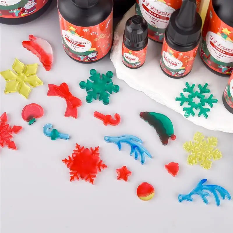 Description Picture 6 of itemChristmas UV Resin 10/25/50/100/200/250/500/1000g Hard Transparent Uv Resin Uv Lamp Quick Drying DIY Jewelry Glue Give Uv Lamp