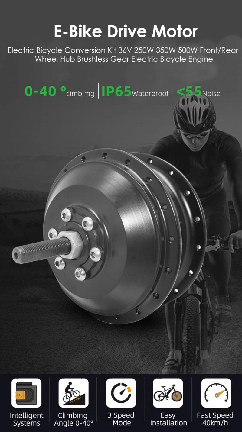 Description Picture 3 of itemElectric Bike Motor Wheel 20" 24" 26" 27.5" 28" 29" 700C 36V 250W 350W 500W Brushless Gear Hub Motor Wheel V/Disc Brake