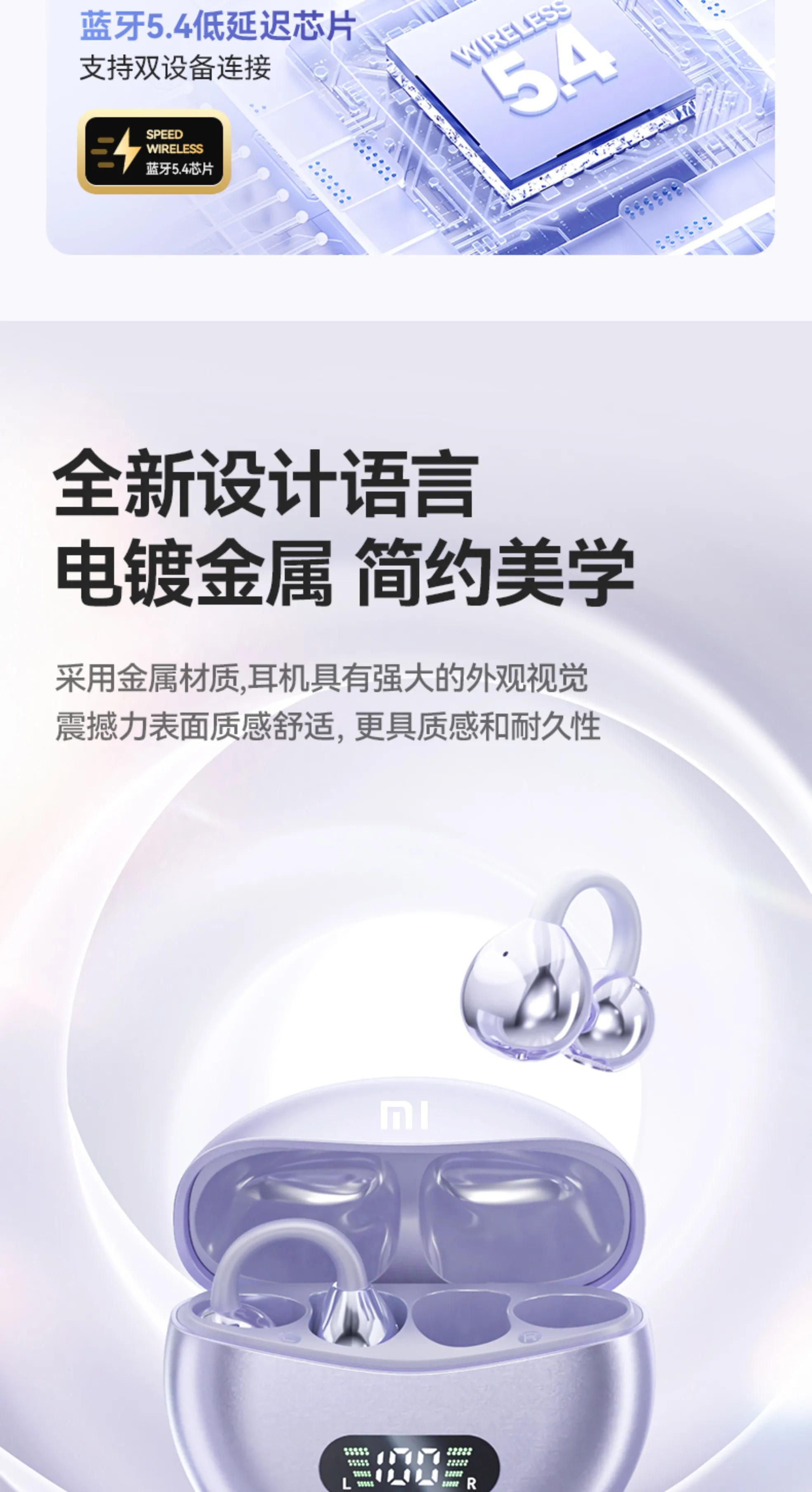 Description Picture 4 of itemIconic Brand Bone Conduction Earphones Bluetooth 5.4 Earbuds Clip on Ear Comfortable Waterproof Sport Headsets with Digital Display