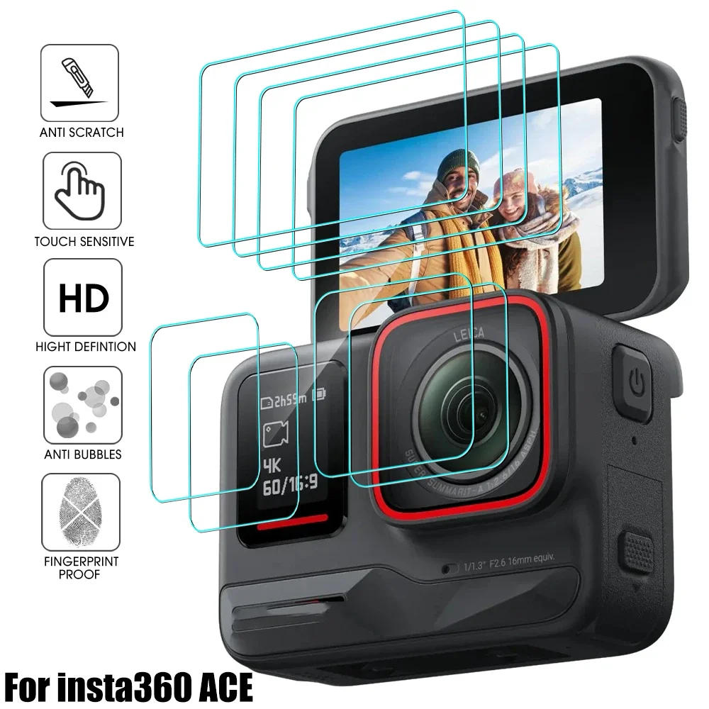 Description Picture 2 of item1-3 Sets for Insta360 ACE Insta360 ACE Pro Camera Tempered Glass Protective Films Anti-scratch HD Clear Lens Screen Protectors