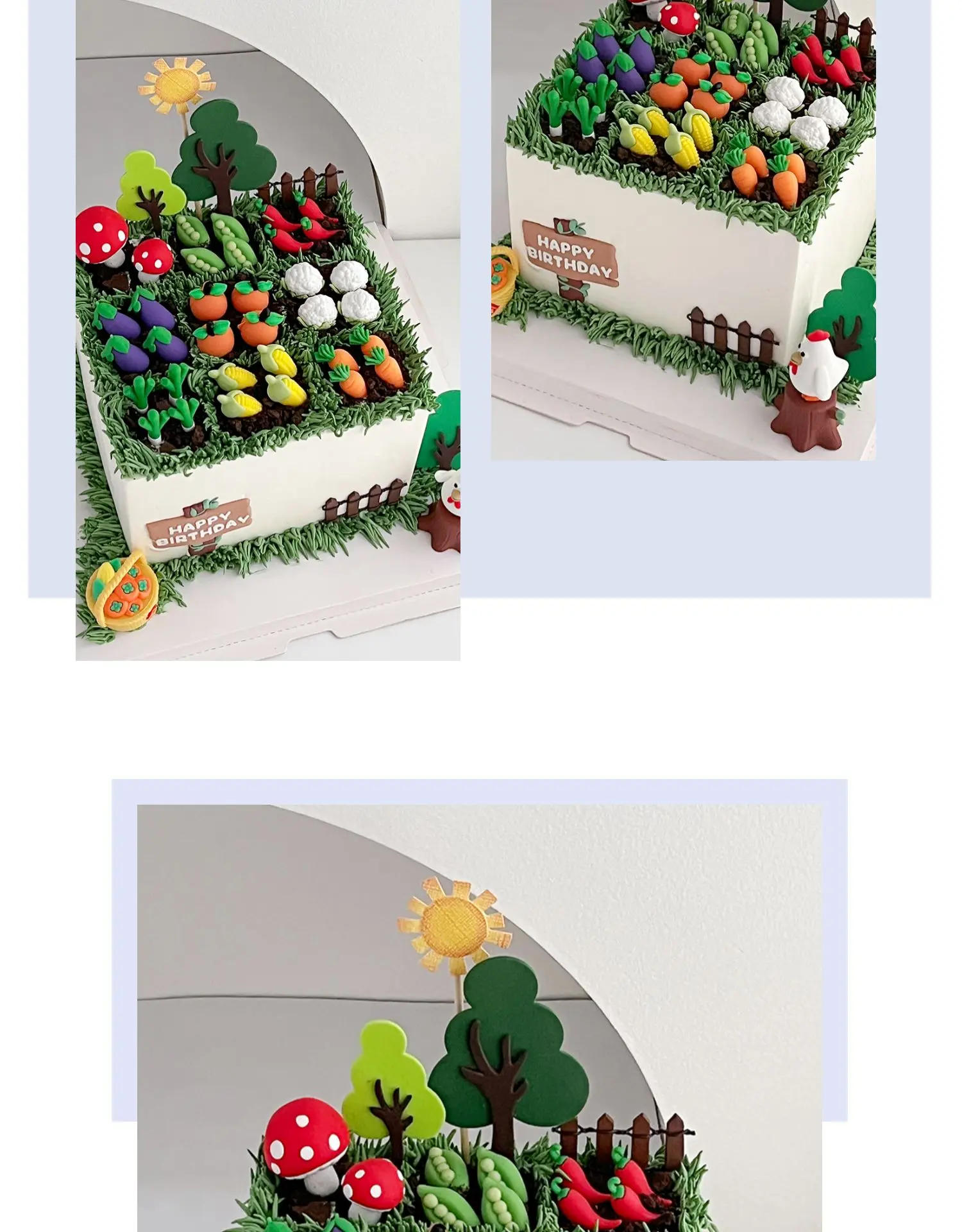 Description Picture 3 of itemCake Topper Pastoral Farm Life Lovely Small Vegetable Corn Carrot Mushroom Tree Kids Birthday Happy Party Cake Decoration