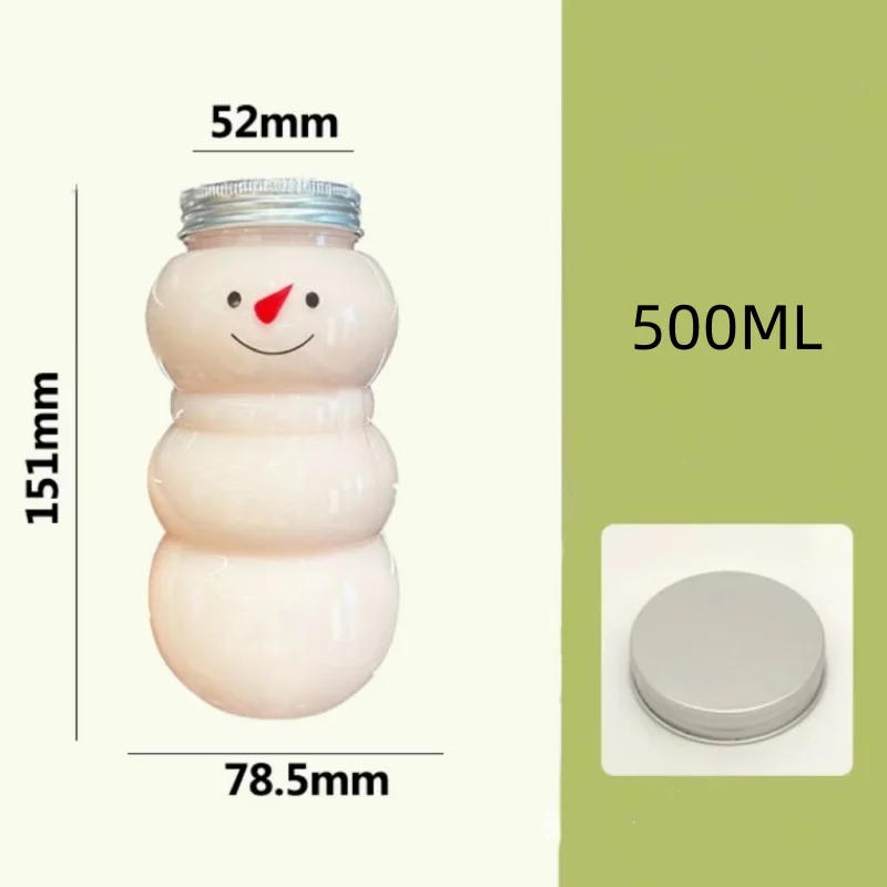 Description Picture 2 of item500ml Christmas Candy Biscuits Bottle Snowman&Tree Shape Drink Bottles Juice Milk Tea Jar Food Storage Container Party Favors