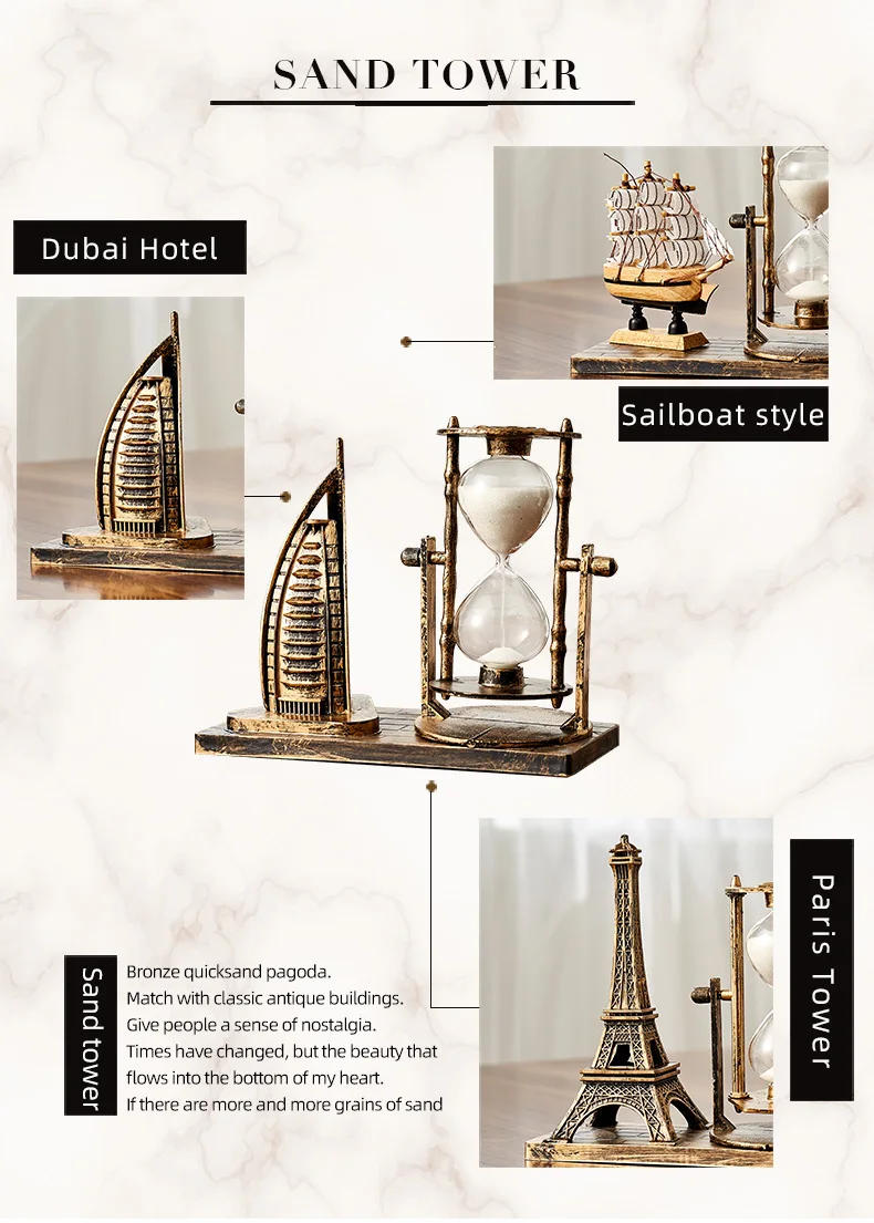 Description Picture 6 of item2021 Nordic Creative Retro Metal Hourglass Timer TV Cabinet Porch Decoration Hourglass Timer Office Home Decoration Ornaments