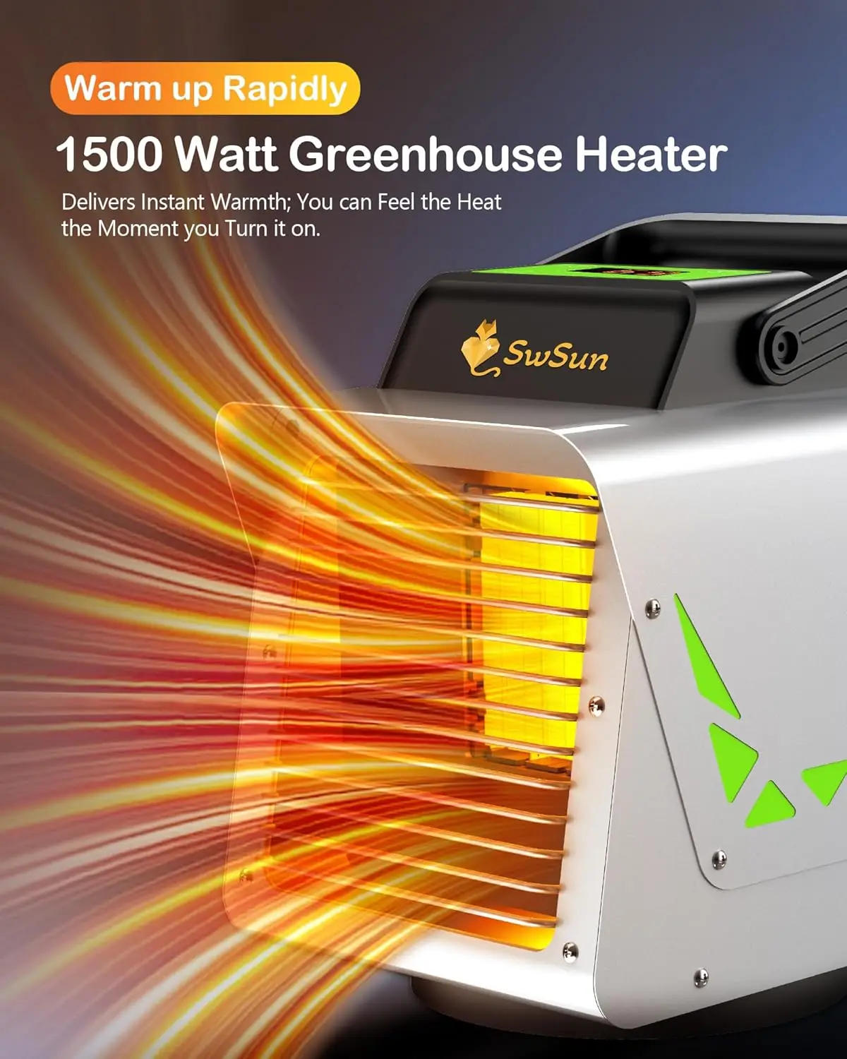 Description Picture 5 of item1500W Greenhouse Heater with APP Remote Control & Smart Control Panel,Plants & Vegetables,Garage, Grow Tents, Sunroom