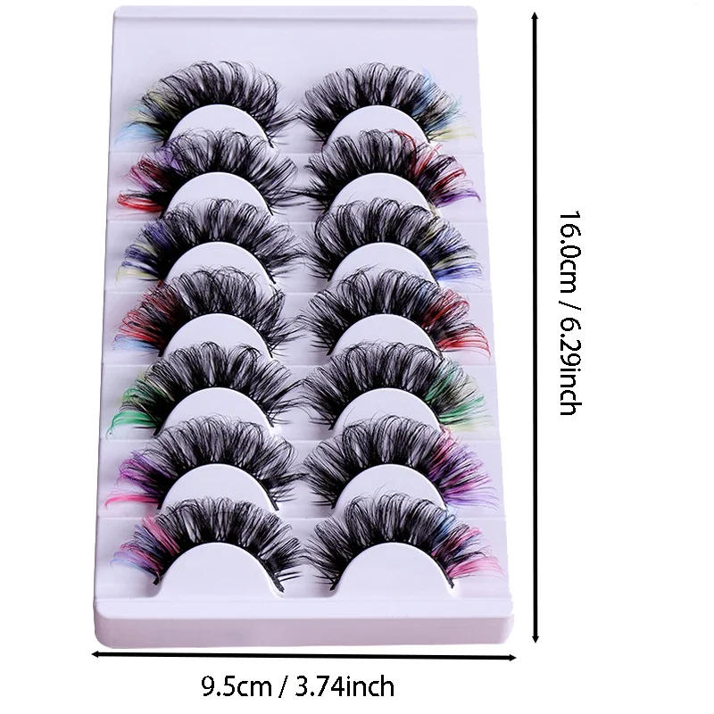 Description Picture 6 of item7 Pairs Colorful False Eyelashes D Curl Natural Fluffy Colored Makeup Faux Eyelash Lashes extensions Russian Volumes