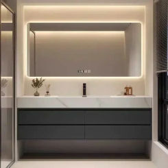 Wooden Furniture Bathroom Cabinet Luxury Cabinet Double Washbasin Storage Column Closed Toilet Wall Shelf Wc Drawer Multipurpose
