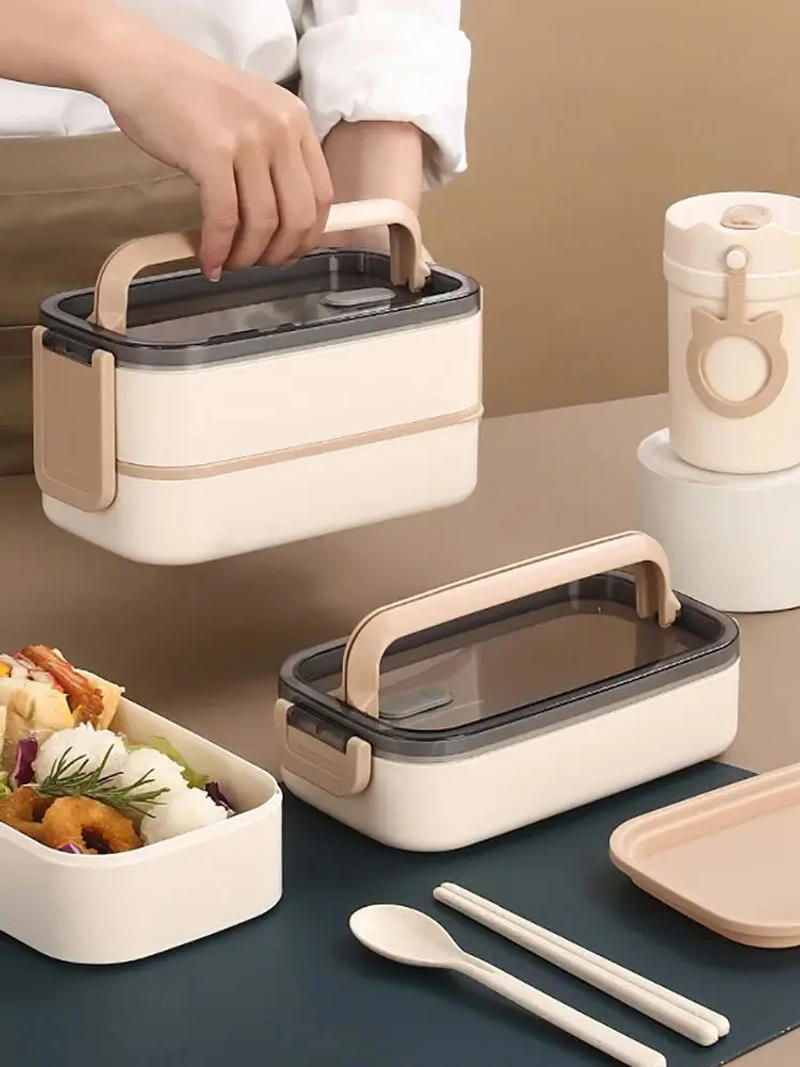 Description Picture 5 of item304 stainless steel lunch box for Adults Kids School Office 1/2 Layers Microwavable portable Grids bento Food Storage Containers