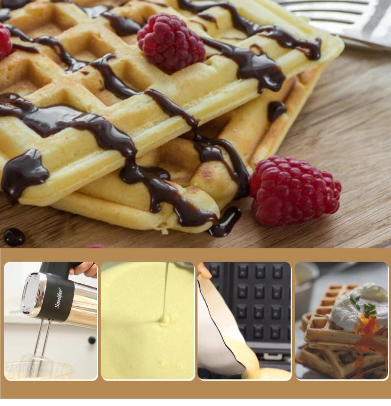 Description Picture 4 of itemElectric Waffle Maker 750W Cooking Kitchen Appliances Breakfast Waffles Machine Non-stick Iron Pan Sonifer