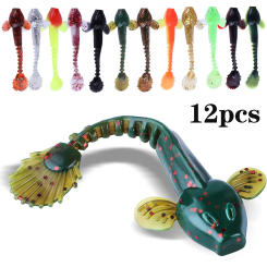 Sougayilang Soft Lure 4.5g 3.5in 90mm 12PCS/Lot Fishing Swimbait Lure Set Tail Worm Saltwater/Freshwater Fishing Baits