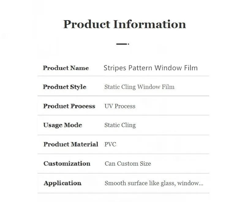 Description Picture 2 of itemMatte Stripe Window Film Stained Glass Decorative Uv Sticker Privacy Frosted Self Adhesive Film Window Decal for Glass
