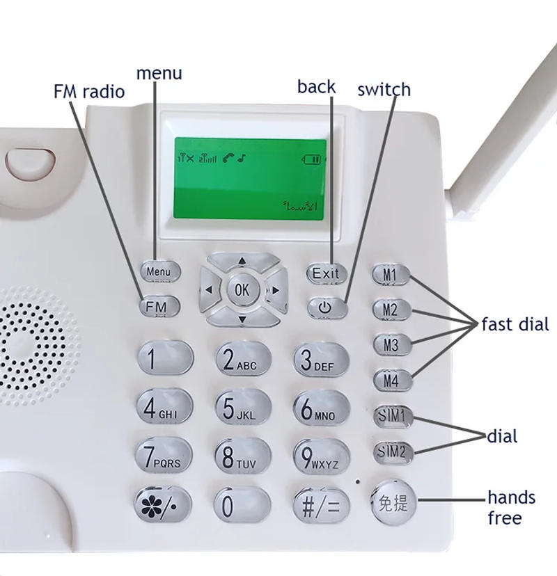 Description Picture 5 of itemCordless phone for old people GSM Support SIM Card Fixed handfree cell Landline mobile Wireless Telephone home office house