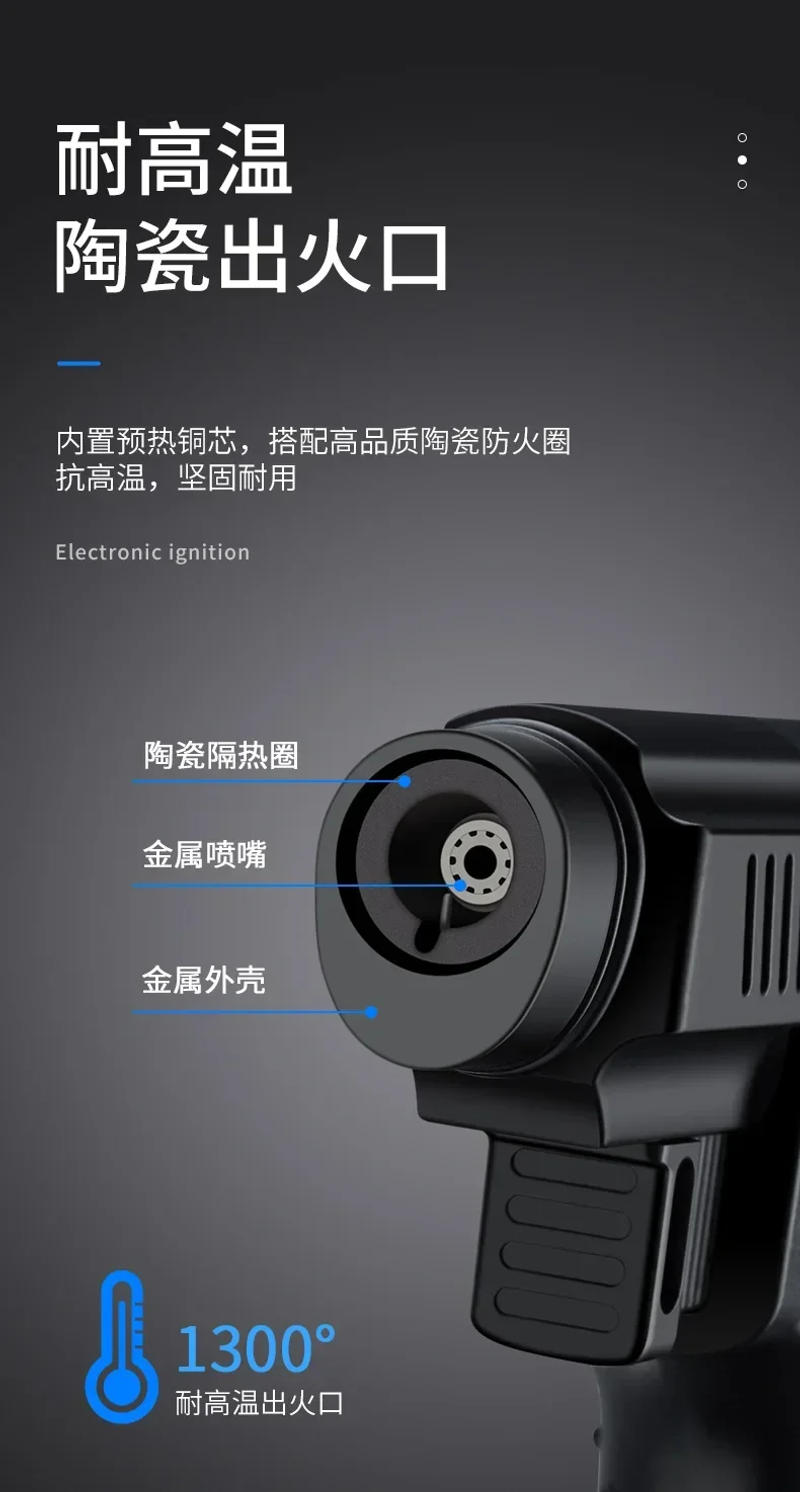 Description Picture 5 of itemMultifunctional Handheld Butane Gas Lighter Outdoor Windproof Spitfire Gun Turbo Torch Flame Jet Cigar BBQ Cooking Welding Tool