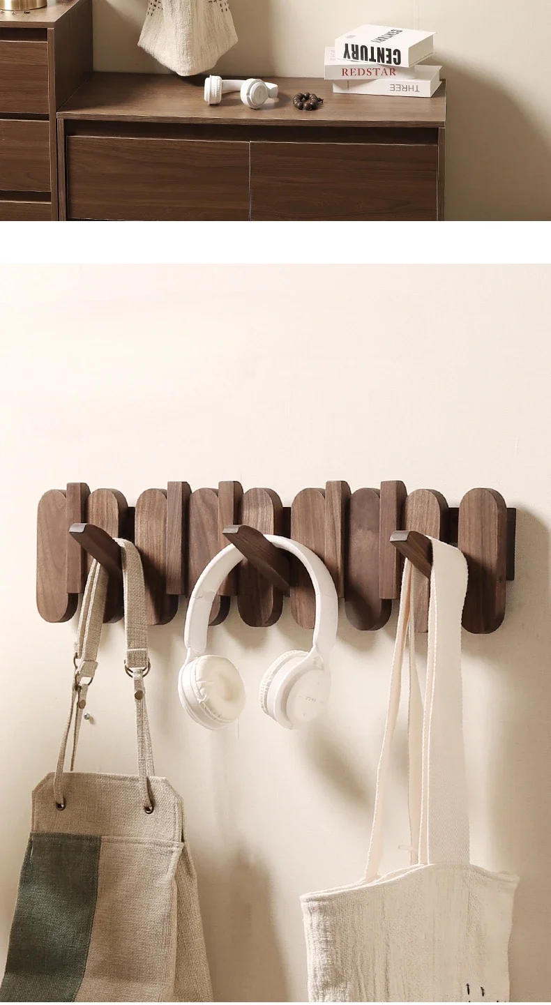 Description Picture 5 of itemLuxury Wall Coat Rack Walnut Wood Clothes Dress Hanger Hooks Backpack Coat Pants Interior Furniture Bedroom Clothing Storage