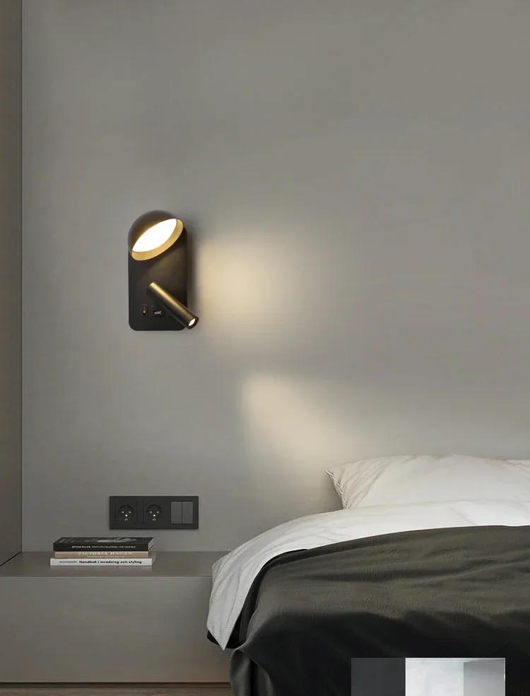 Description Picture 2 of itemModern Wall Lamp Rotable Nordic Simple Stylish Led Lights Indoor Bedside Lamps for Home Decoration USB Charging Wall Sconce