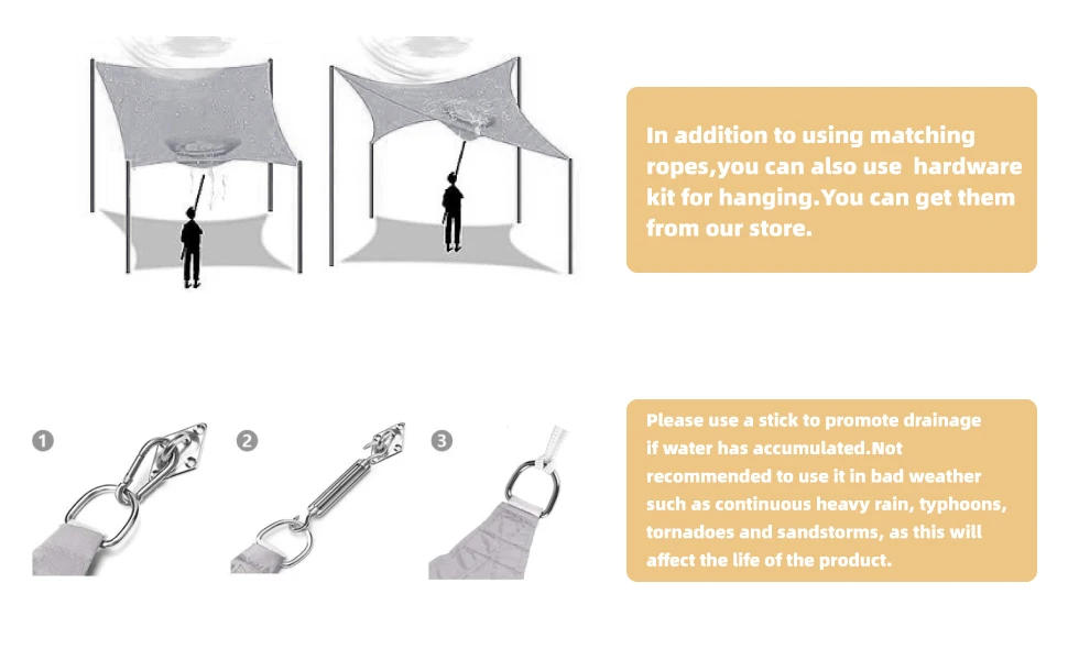 Description Picture 3 of itemWaterproof Sun Shade Sail Canopy Rectangle UV Block Sun Shelter For Outdoor Garden Patio Backyard Terraza Awning Privacy Screen