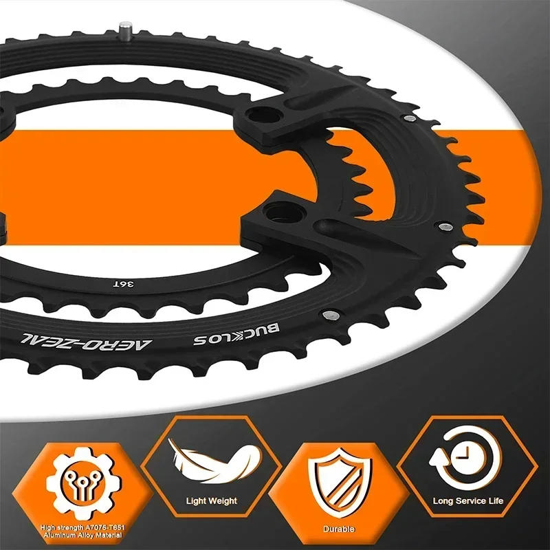 Description Picture 6 of itemBUCKLOS Road Bike 110BCD Chainwheel 34/36/39/50/52/53T Double Bike Sprocket Crown Bicycle Chainring for R7000 R8000 R9000