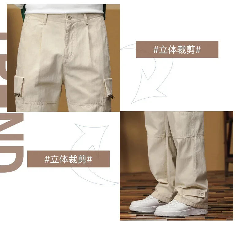 Description Picture 4 of itemAutumn and winter new American retro multi-pocket men's overalls loose fashion all straight leg casual pants