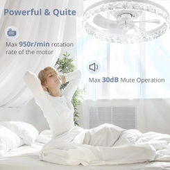 Modern Indoor Flush Mount Ceiling Fan with Lights,Dimmable Ceiling Fans with Remote Control for Bedroom Living Room Kitchen