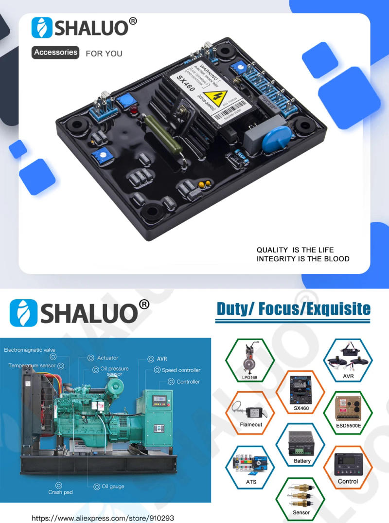 Description Picture 2 of itemSX460 AVR Power Generator Stabilizer Automatic Voltage Regulator Control Module Panel Diesel Alternator Genset Parts Accessories