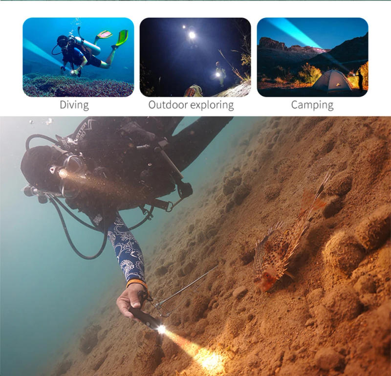 Description Picture 4 of itemV10S II 1200lumen Scuba diving light Dive instructor lamp Dive student torch Underwater 100m diving flashlight Camping adventure