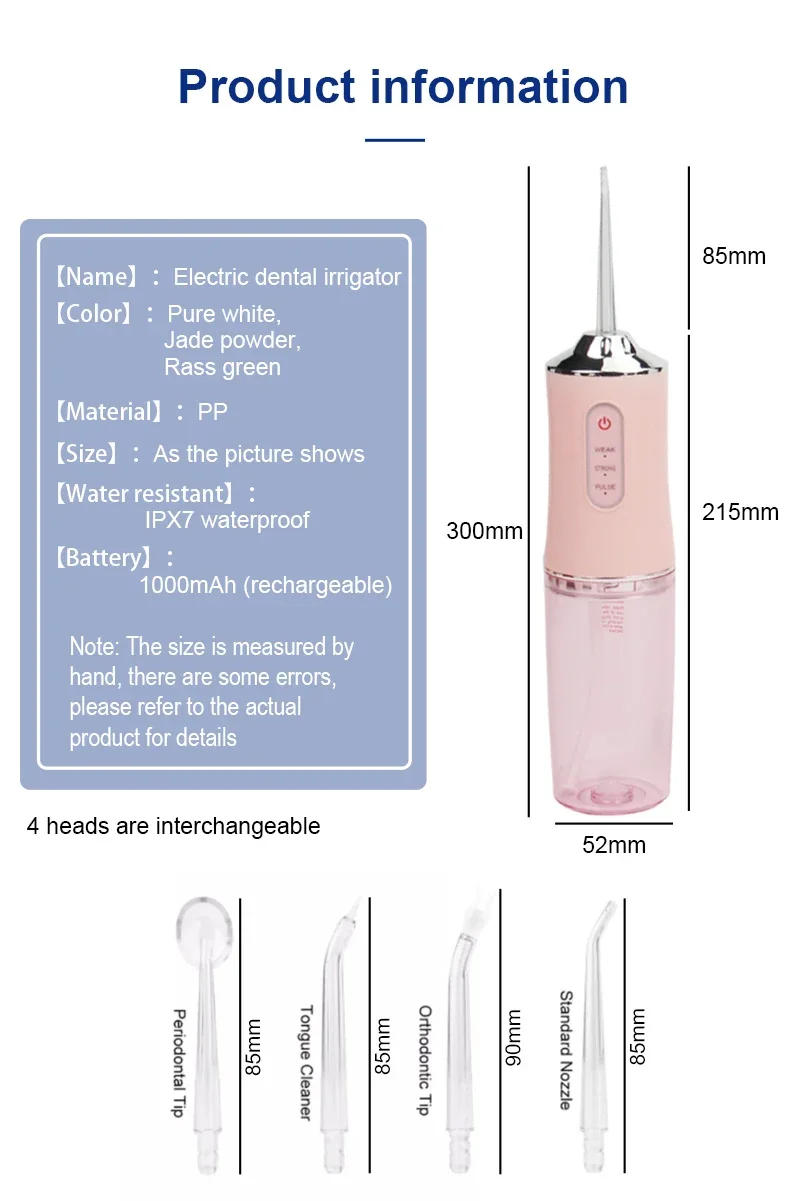 Description Picture 3 of itemNew Electric Portable Oral Irrigator Electric Floss Latest Bestop Water Pick Cordless Flosser Oral Irrigation