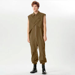 INCERUN 2024 American Style Men Cross Design Zippered Overalls Jumpsuits Casual Well Fitting Male Solid Sleeveless Rompers S-5XL