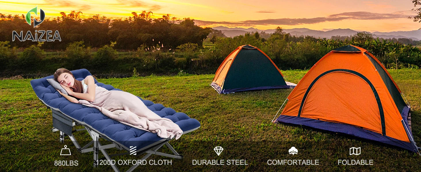 Description Picture 3 of itemFolding Camping Cots for Adults Heavy Duty Cot with Mattress, Portable Sleeping Cot Folding Outdoor Bed with Carry Bag, Folding