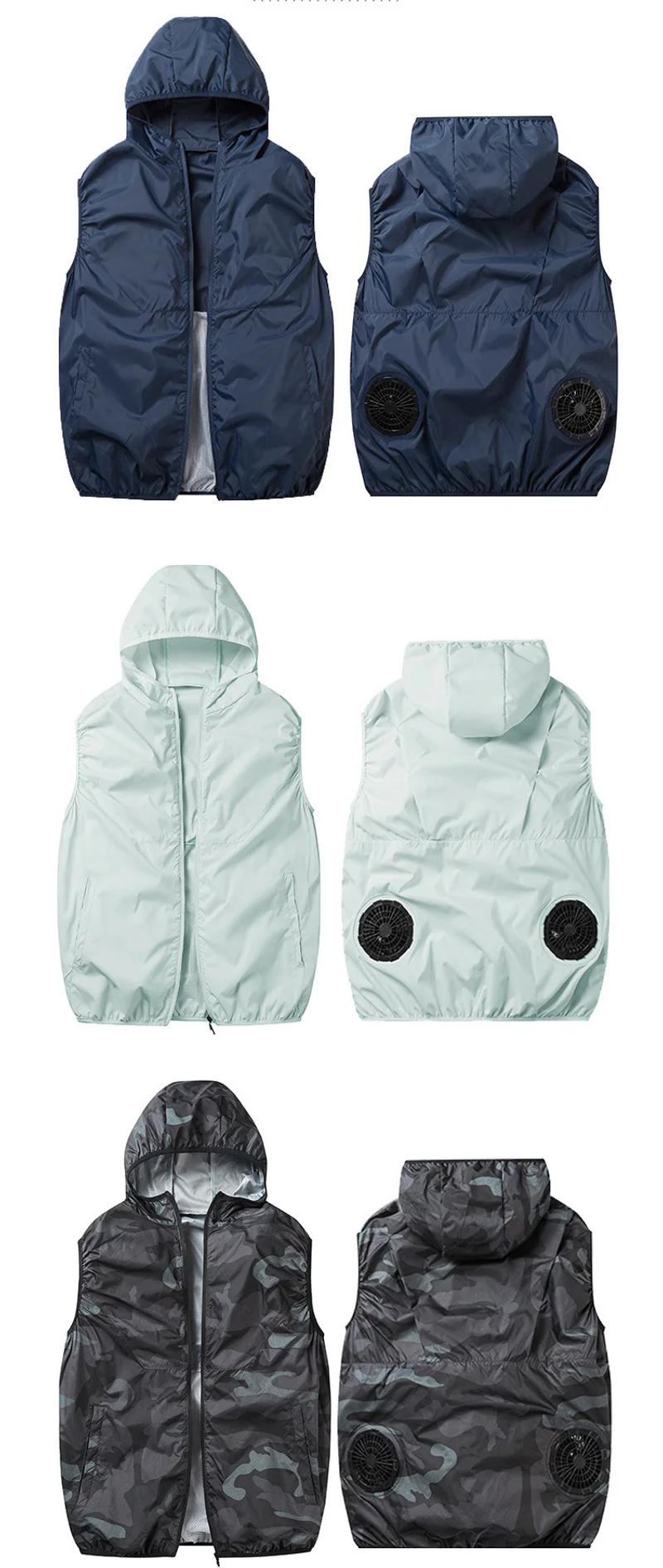 Description Picture 4 of item2024 Summer Hooded Cooling Fan Vest Jacket Men Women Air Conditioning Clothes Motorcycle USB Work Clothes Outdoor Hiking