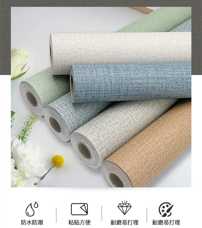 Description Picture 3 of itemImitation Linen Wallpaper Self-adhesive Household Wall Stickers Linen Pattern Self-adhesive Wallpaper Thickened Waterproof Stick