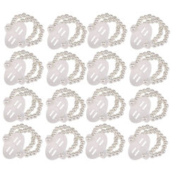 16Pcs Elastic Pearl Wrist Bands Corsage Accessories Wedding Wrist DIY Artificial Flowers Decor for Wedding Beach Party