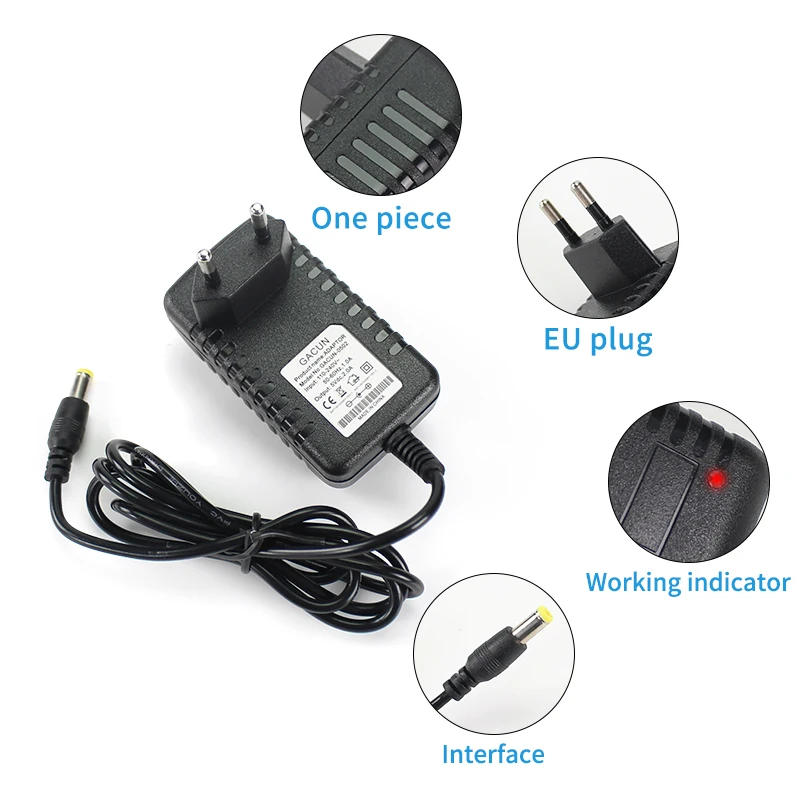 Description Picture 6 of itemDC 5V 6V 9V 12V 2A Power Supply Adapter Charger AC 110V 220V AC DC Power Adapter DC Plug Converter EU US with 8pcs Connect Plug
